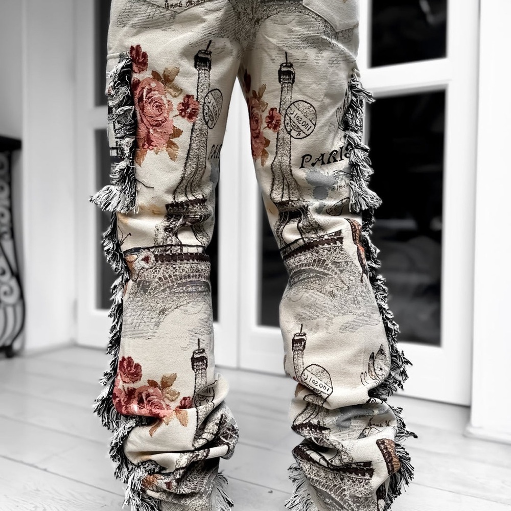 Artistic Patchwork Fringe Pants - image 6